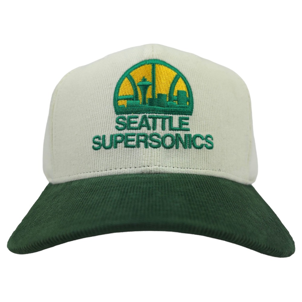 Seattle Supersonics Mitchell & Ness Pro Fit Snapback Hat Cap 3D Art Corduroy New